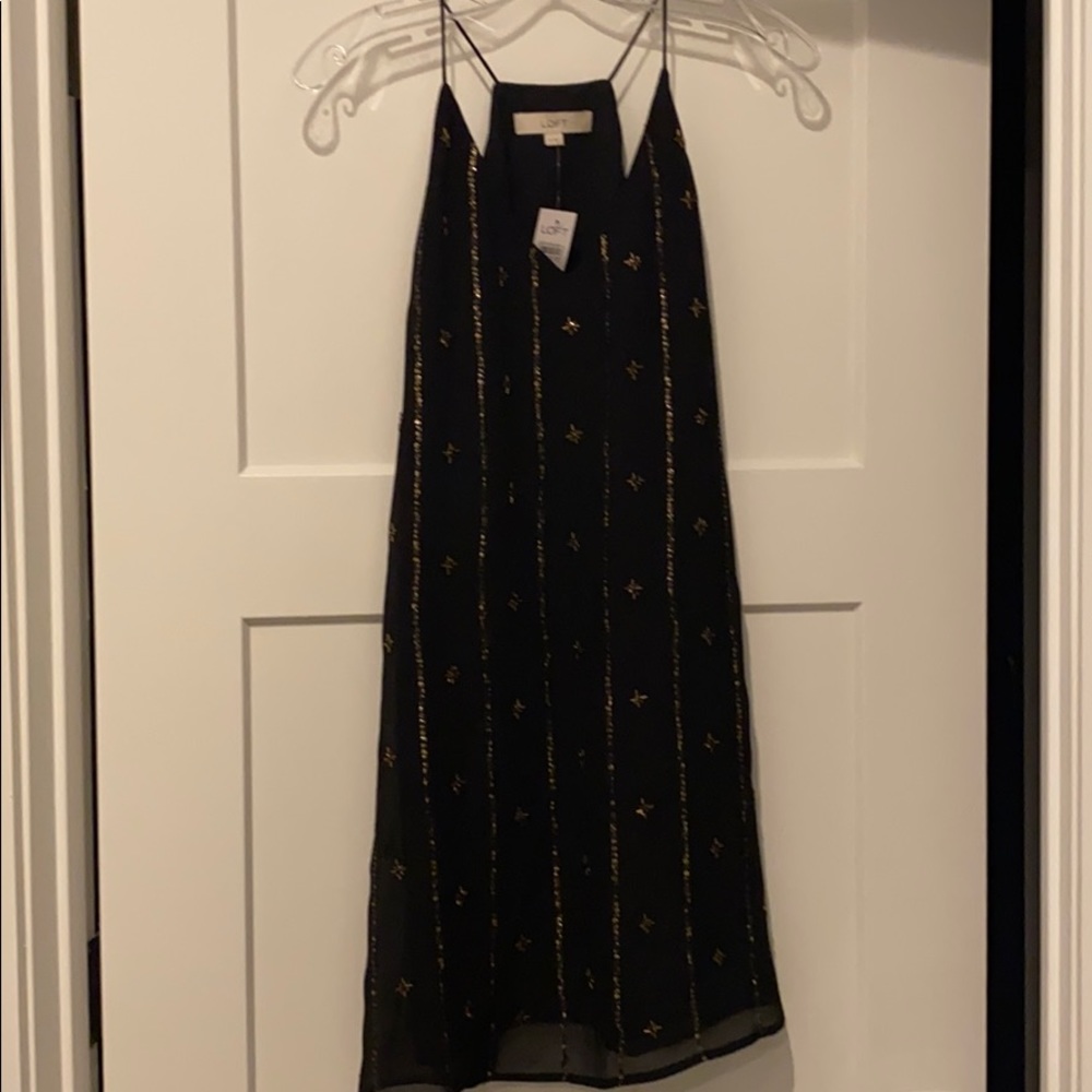 NWT Loft beaded black dress, XS